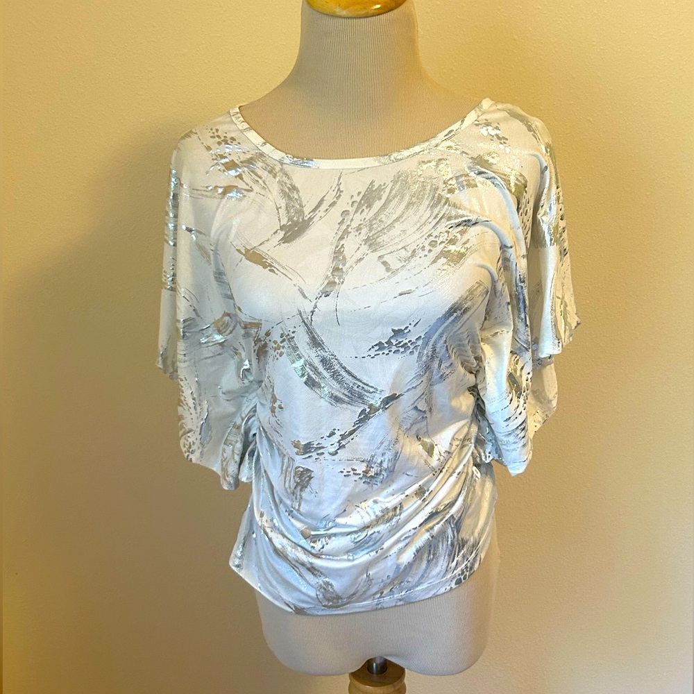 Y2K White & Silver Stretch Fit Rushed Sides By Deb Size Small